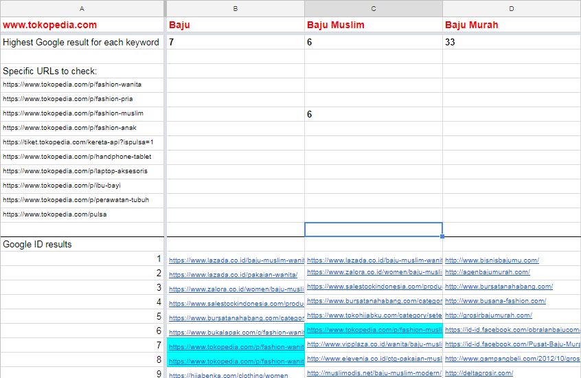 Google and Bing SEO rank checker Google Sheets